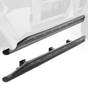 Jeep Wrangler JKU Frame Mount Sliders - Go Rhino - Xtreme - Textured Black - `07-`18